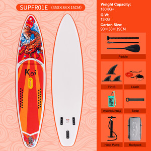 Inflatable Surfing Paddle Board 11'6" - Sup Koi Orange - Australia