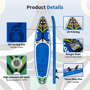 Inflatable Surfing Paddle Board 11' - Monkey Blue - Australia