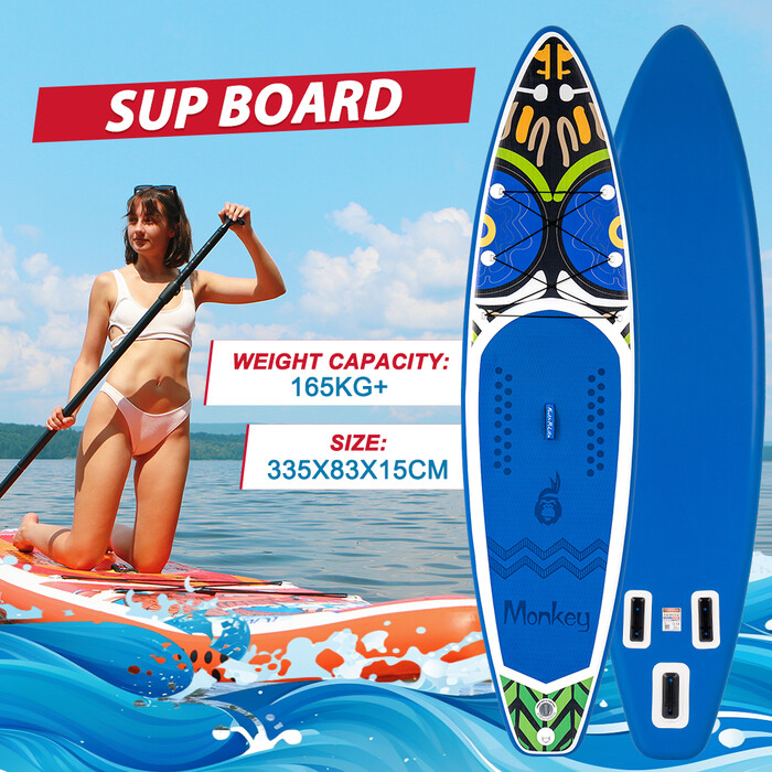 Inflatable Surfing Paddle Board 11' - Monkey Blue - Australia