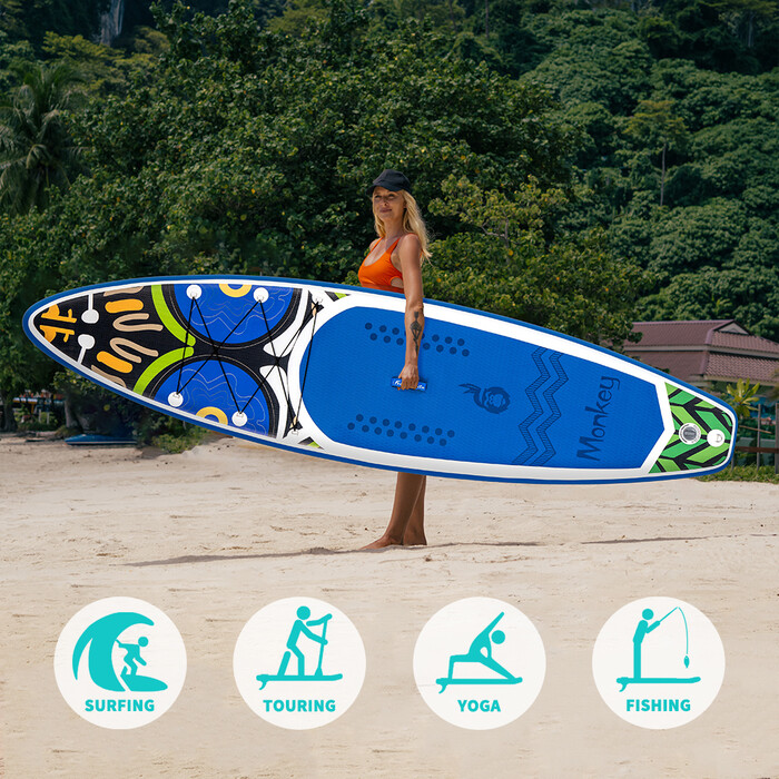 Inflatable Surfing Paddle Board 11' - Monkey Blue - Australia