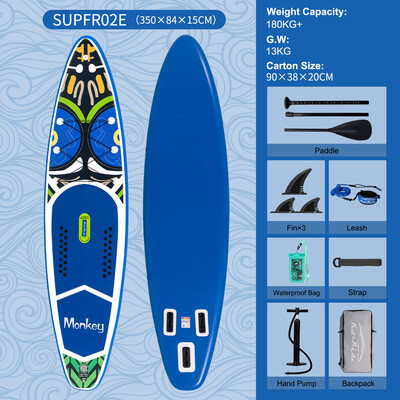 Inflatable Surfing Paddle Board 11'6" - Monkey Blue - Australia