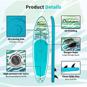 Inflatable Surfing Paddle Board 11' - Ocean Sky Blue - Australia