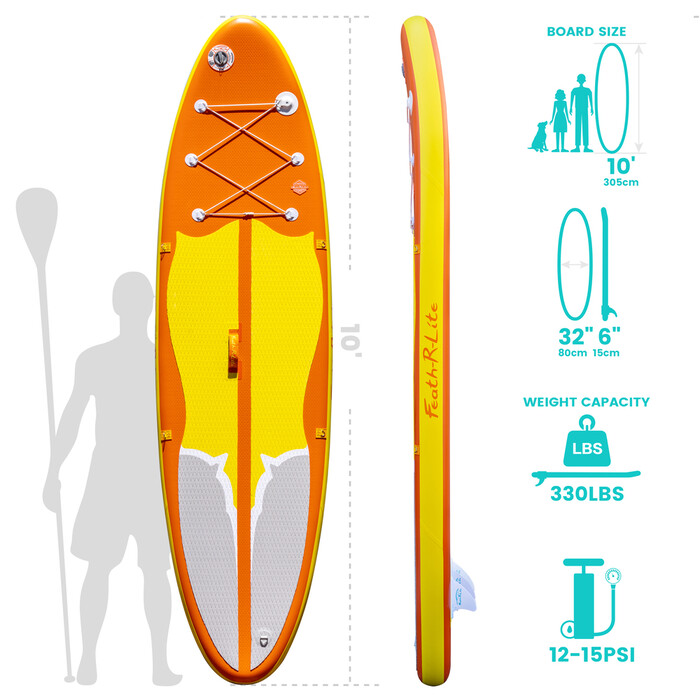 Inflatable Surfing Paddle Board 11' - Orange - Australia