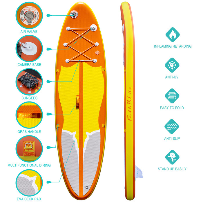 Inflatable Surfing Paddle Board 11' - Orange - Australia