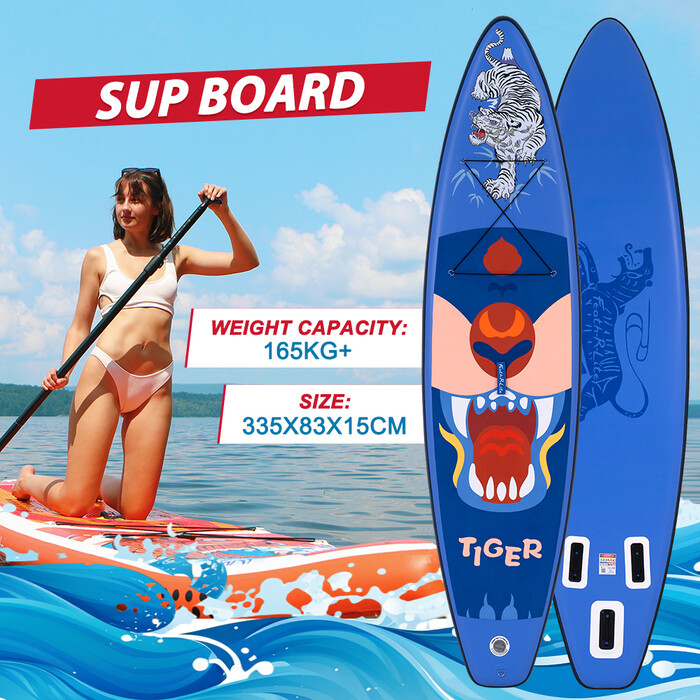 Inflatable Surfing Paddle Board 11' - Tiger Blue - Australia