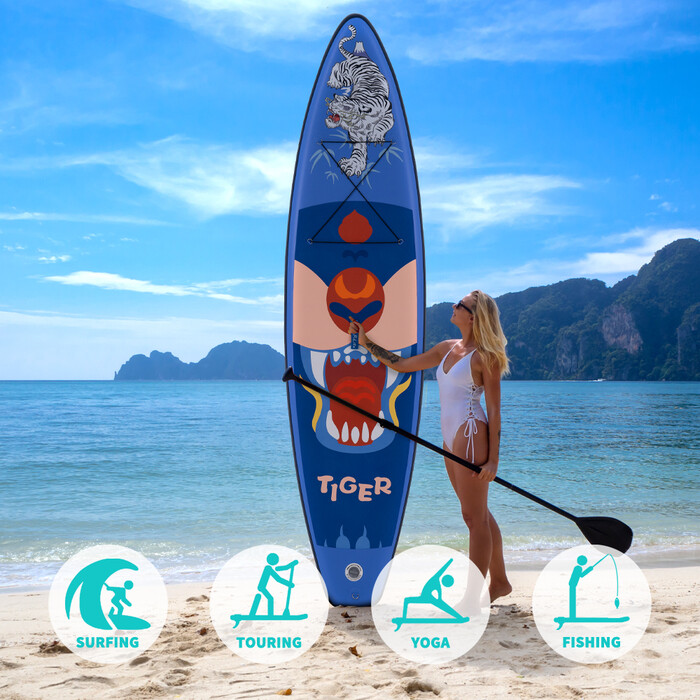 Inflatable Surfing Paddle Board 11' - Tiger Blue - Australia