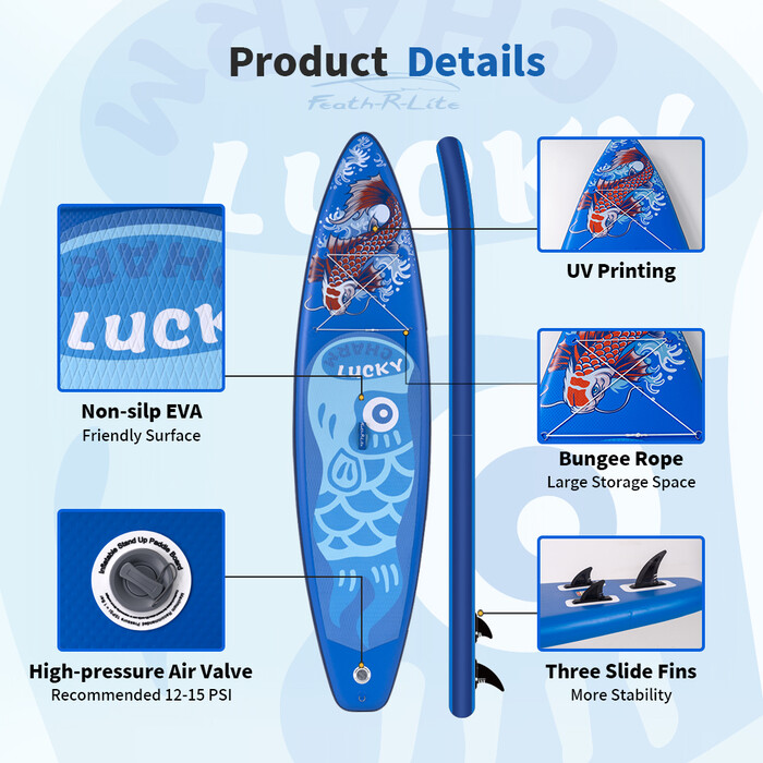 Inflatable Surfing Paddle Board 11' - Lucky Blue - Australia