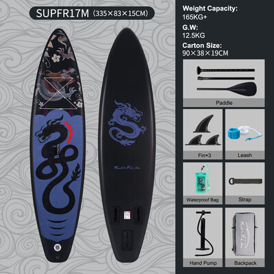 Inflatable Surfing Paddle Board 11' - Black Dragon - Australia