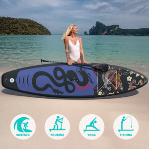 Inflatable Surfing Paddle Board 11' - Black Dragon - Australia