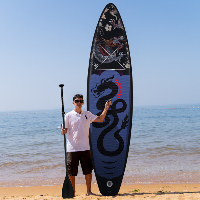 Inflatable Surfing Paddle Board 11' - Black Dragon - Australia