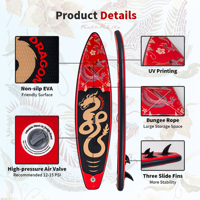 Inflatable Surfing Paddle Board 11' - Red Dragon - Australia